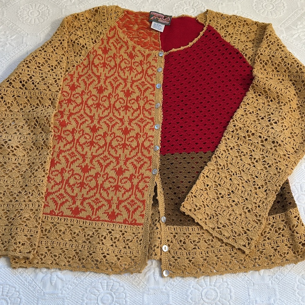 Vintage April Cornell cardigan . boho Cardigan